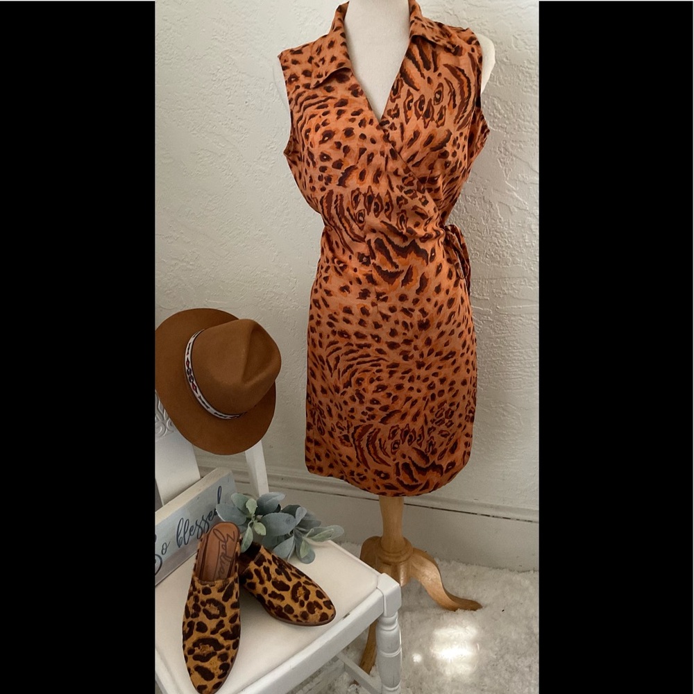 Vintage Sexy Selene Animal Print wrap dress L.